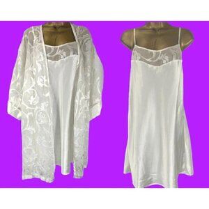 Vintage Natori Burnout Two Piece Set Size M Romantic Honeymoon Peignor Set